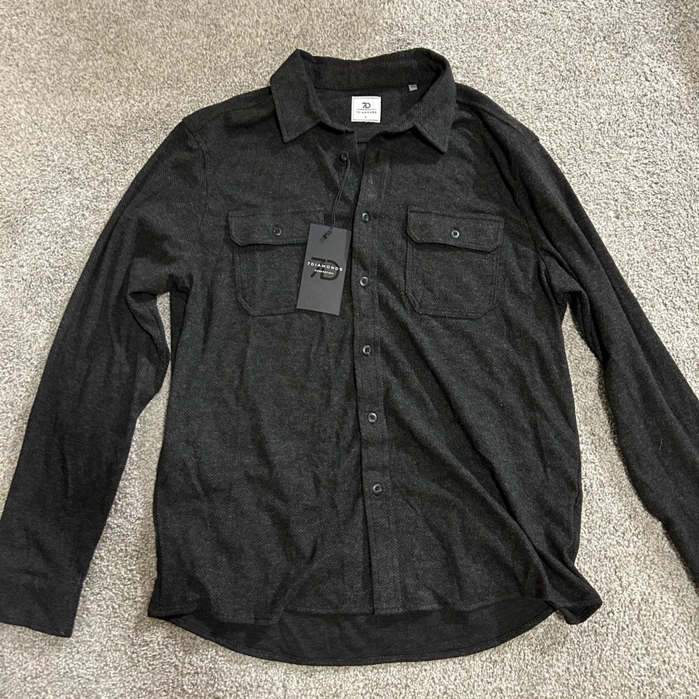 7Diamonds Black Flannel Button-Up Shirt